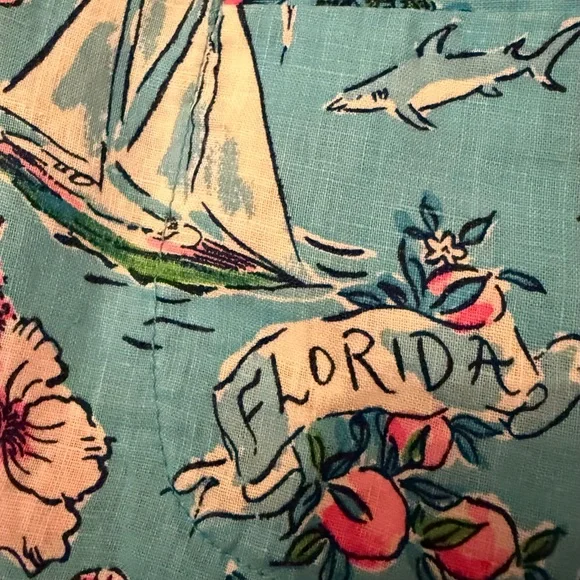 NWT Lilly Pulitzer Lilo Linen Short FLORIDA Tropical Shorts Size L - Picture 4 of 7